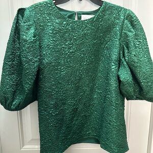 Hyacinth House Green Textured Blouse with ballon sleeves 2XL